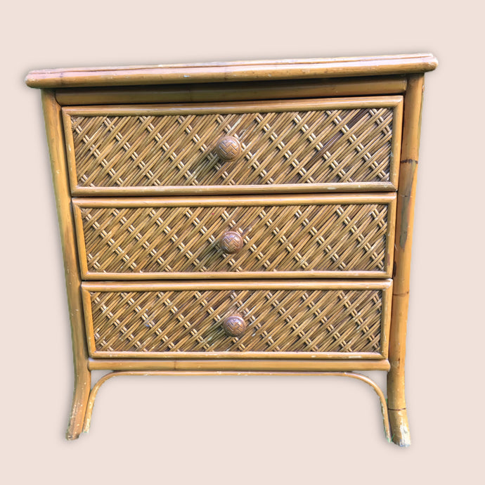Pair of Vintage Rattan Bedside Tables