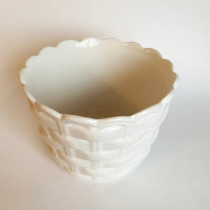 Vintage Basket Weave Ceramic Plant Pot