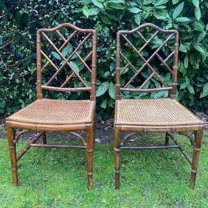 Vintage Bamboo Chinoiserie chippendale chairs