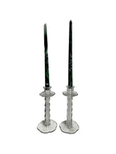 Load image into Gallery viewer, Vintage Pair of Glass Bobbin Candlestick Holders