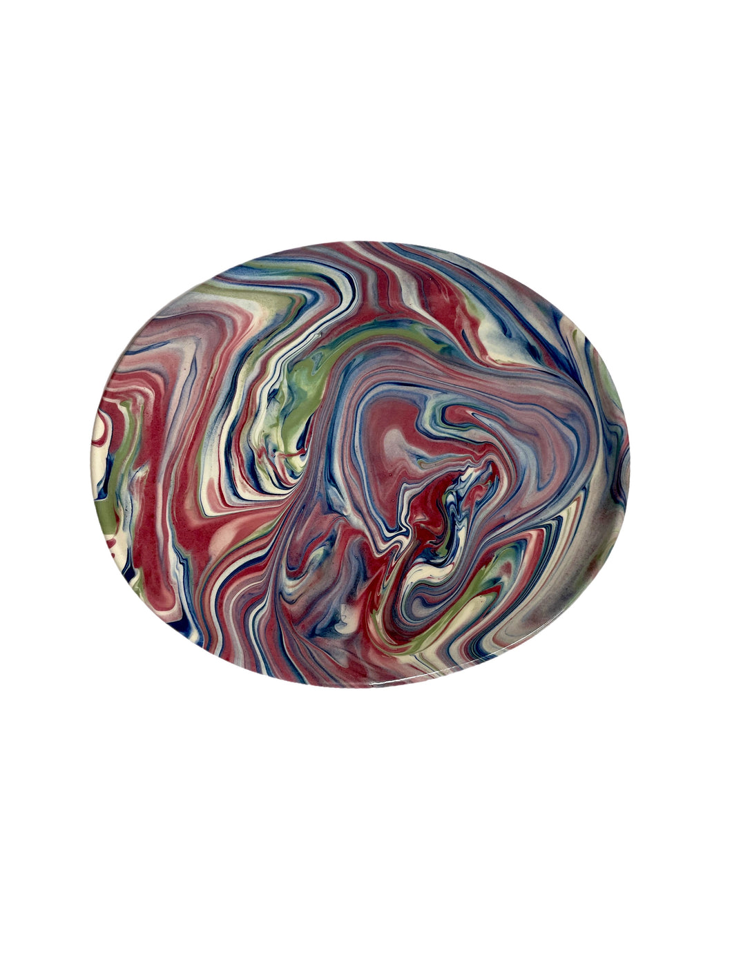Handmade Marbled Ceramic Oval Plate