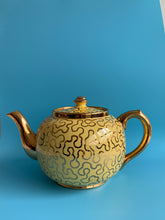 Load image into Gallery viewer, Vintage Yellow And Gold Squiggle Teapot