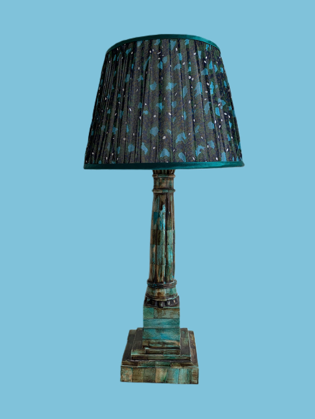 Vintage Inlayed Bone Lamp With Shade
