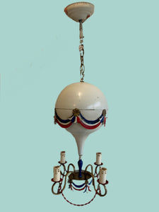 Vintage French Tole Hot Air Balloon Ceiling Pendant