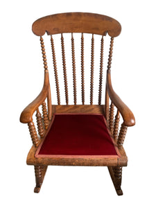 19th Century Walnut And Beech Bobbin Turned Rocking Chair C. 1840
