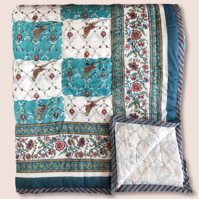 Hand Block Printed Indian Bedspread - LOUISA