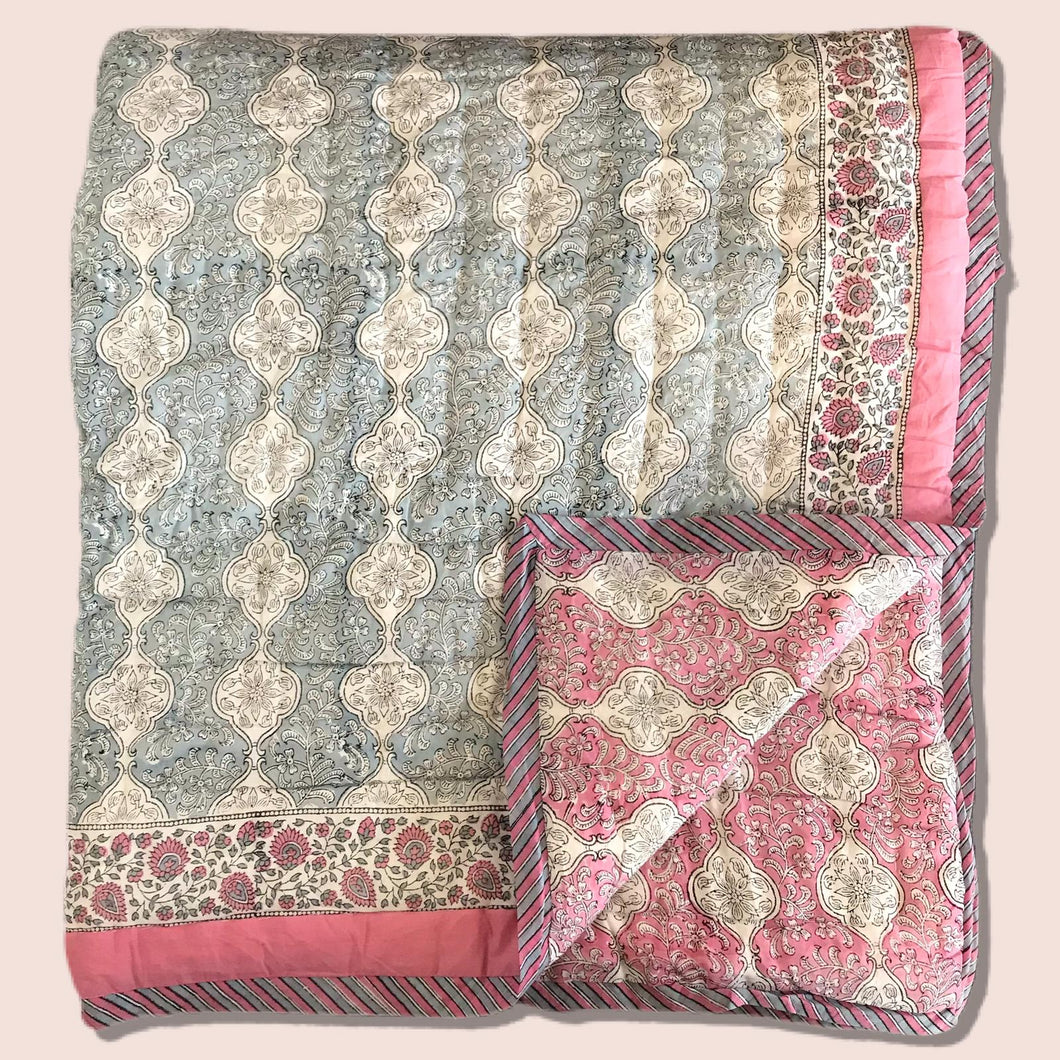 Hand Block Printed Indian Bedspread - LUCY
