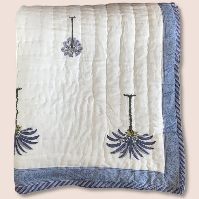 Hand Block Printed Indian Bedspread - POLLY