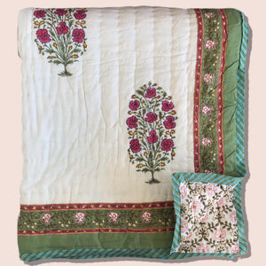 Hand Block Printed Indian Bedspread - ROSIE