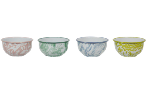 Set of 4 Marbled Enamel Bowls