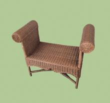 Load image into Gallery viewer, Vintage Roman Style Wave Rattan Bench