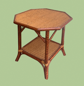 Uniquely Stained Rattan Side Table
