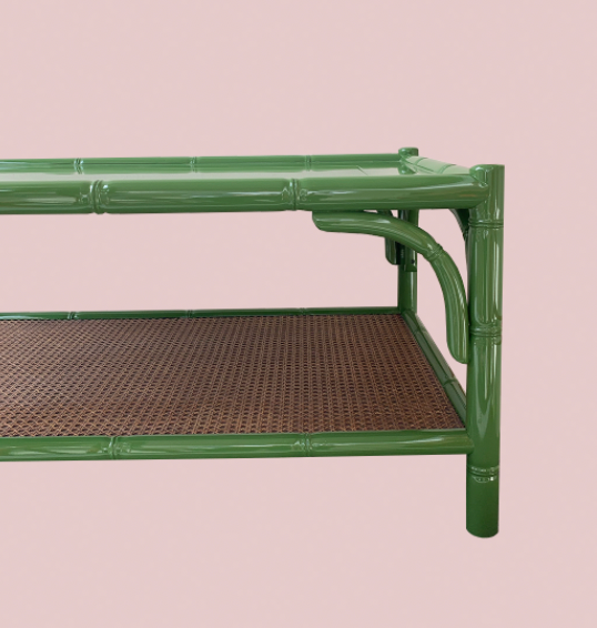 Leaf Green Bamboo Style Lacquered Coffee Table