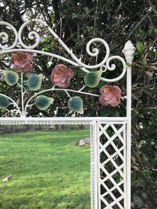 Large Vintage Tole Trellice Rose Mirror