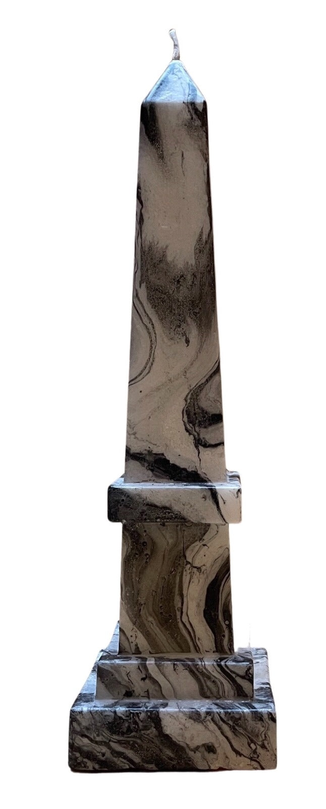Black and White Carrara Marble Obelisk Candle
