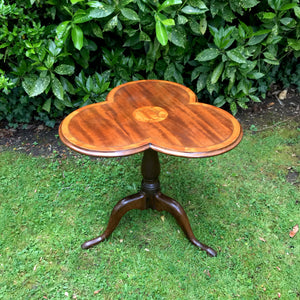 Victorian Inlaid Clover Top Occasional Table