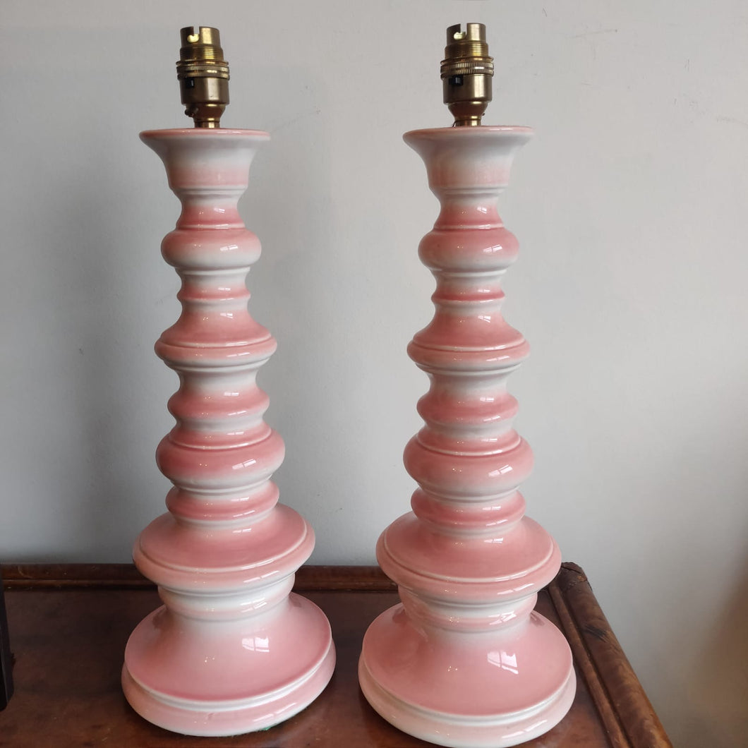 Pair of original 1960's pink ceramic lamps