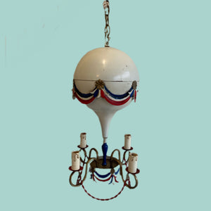 Vintage French Tole Hot Air Balloon Ceiling Pendant