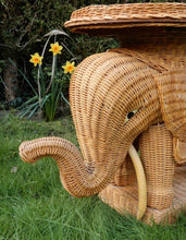Load image into Gallery viewer, Vintage 1970’s Wicker Elephant Table