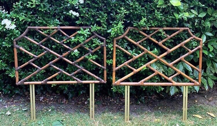Pair of Vintage French Bamboo Chinoiserie Single Headboards