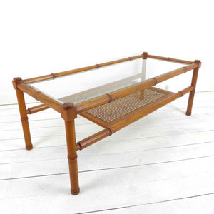Beautiful Mid Century Bamboo and Cane Coffee Table