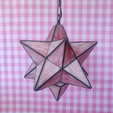 Load image into Gallery viewer, Vintage Pink Glass Star Hanging Pendent Light