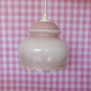 Vintage Pink Candy Stripe French Glass Pendent