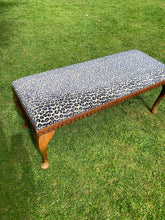 Load image into Gallery viewer, Antique Bench Upholstered in Colefax and Fowler Velvet Leopard Print Fabric