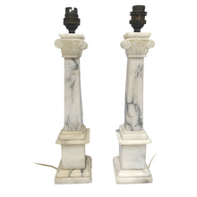 Load image into Gallery viewer, Pair of Marble Hand Carved Roman Lamp Bases
