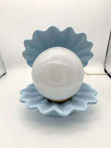 1960's Baby Blue Ceramic Shell Lamp