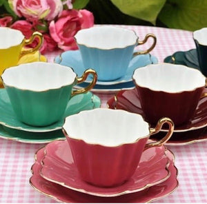 Set of Six Vintage Harlequin Tea Cup Trios