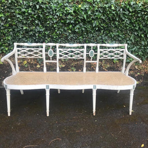 Antique Cane and Wood Bench