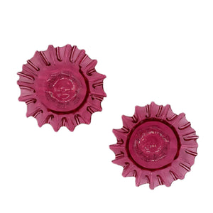 Pair of Dainty Cranberry Glass Mini Frilled Trinket Bowls