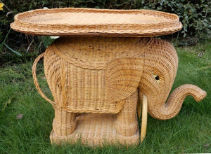Vintage 1970’s Wicker Elephant Table
