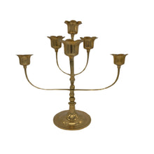 Load image into Gallery viewer, Vintage Brass Five Armed Scalloped Candelabra