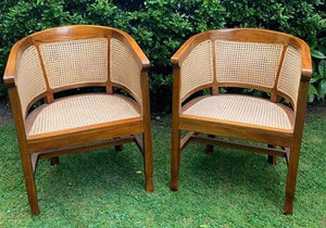 Vintage Pair of Wood and Cane Chairs