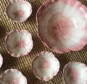 Set of Vintage Italian Pink Ceramic bowls