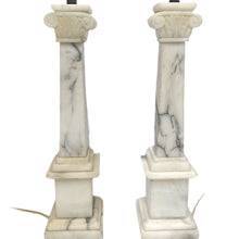 Load image into Gallery viewer, Pair of Marble Hand Carved Roman Lamp Bases