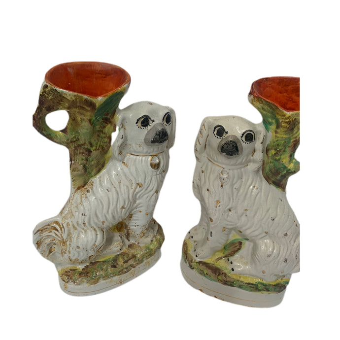 Pair of Antique Staffordshire Dog Vases