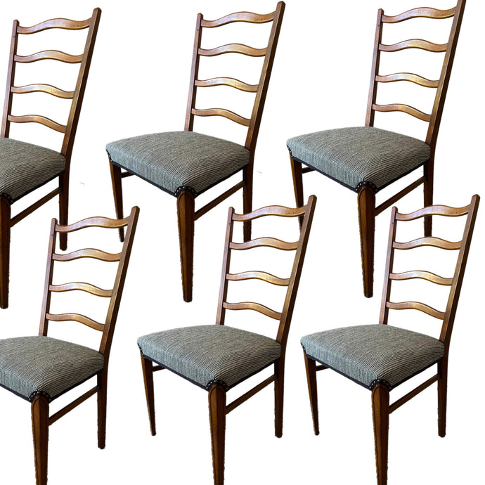 6 Mid Century Ladder Back Dining Chairs