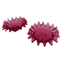 Load image into Gallery viewer, Pair of Dainty Cranberry Glass Mini Frilled Trinket Bowls