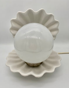1960's White Ceramic Shell Lamp