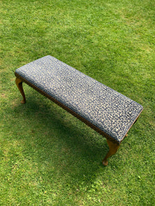 Antique Bench Upholstered in Colefax and Fowler Velvet Leopard Print Fabric
