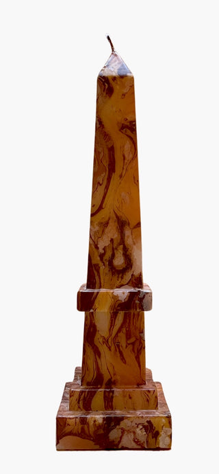 Dark Ochre Marble Obelisk Candle