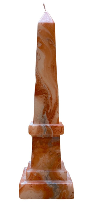 Light Ochre Marble Obelisk Candle