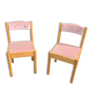 Mid Century Pair of Blush Pink Velvet Vico Magistretti Chairs